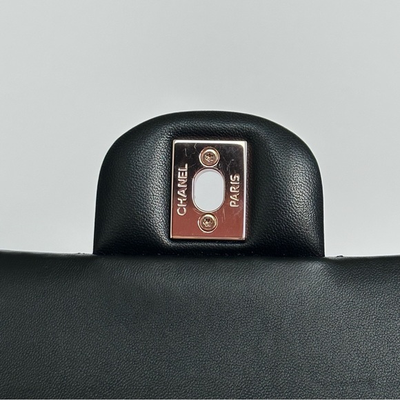 21B Chanel Medium Black Lambskin Classic Flap with Rose Gold Hardware - Picture 8 of 16